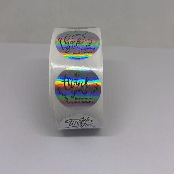 500 Pieces/roll 2.5CM Thank You For Ordering Sticker Gift Silver Label Stickers - Picture 1 of 4